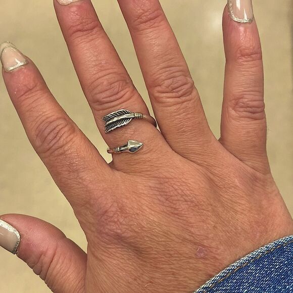 The Arrow Adjustable ring in 925 silver and 14k yellow gold plated accen… - Picture 13 of 14